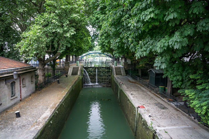 48107565 - canal lock in the saint-martin canal in paris france