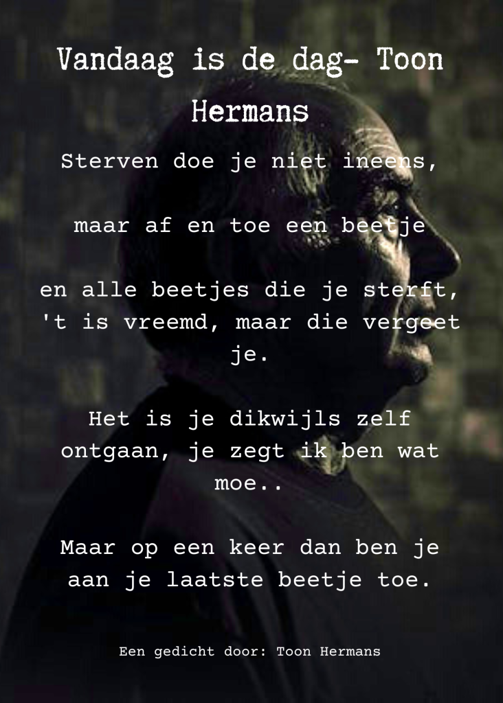 Toon Hermans Gedicht over overlijden